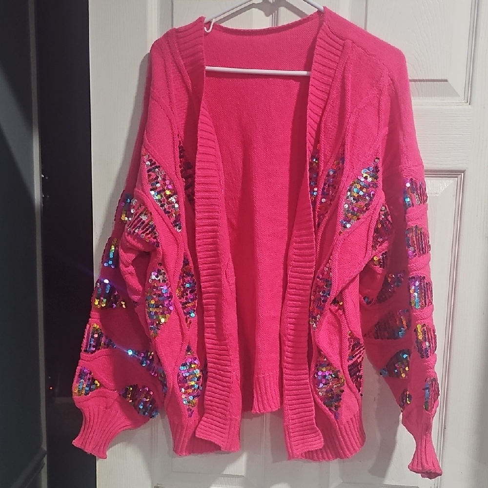 Pink Sequin Women's Sweater